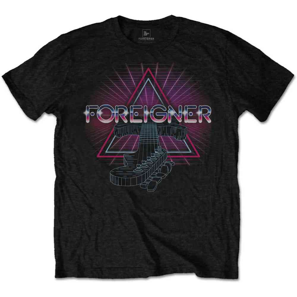Foreigner - Neon Guitar Heren T-shirt - Zwart